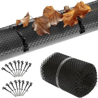 Produktbild von MONZANA® Dachrinnenschutz 6m inkl. 16 Befestigungsclips wetterfest Laubschutz Regenrinne Laubfang zuschneidbar schwarz
