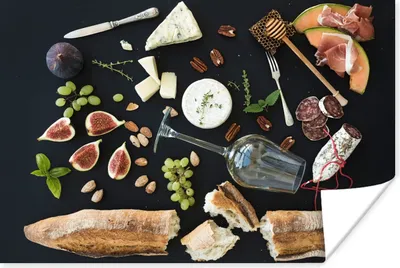 Produktbild von MuchoWow® Poster Wein - Obst - Käse 60x40 cm - Schlafzimmerdekoration