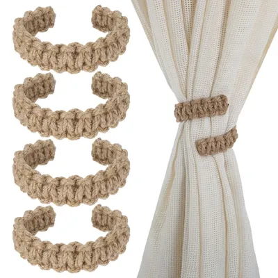 Produktbild von 4-teiliges Set Raffhalter Boho-Stil Gardinenhalter Fenster Dekoration