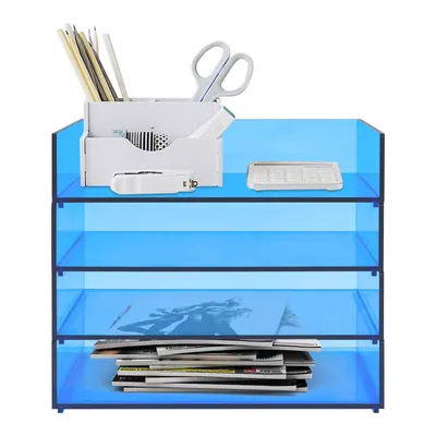 Obrázek produktu pro 4úrovňový stolní organizér 31,5*22*26 cm akrylový organizér stohovatelný (modrý)