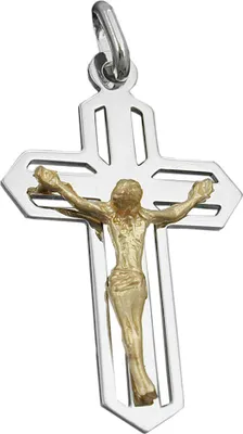 Produktbild von Anhänger 38x23mm Kreuz Jesus bicolor glänzend Silber 925 bicolor 38x23mm