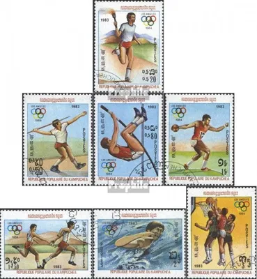 Produktbild von Briefmarken Kambodscha 1983 Mi 454-460 (kompl.Ausg.) gestempelt Olympische Sommerspiele 1984, Los Angeles