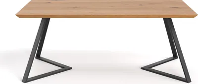 Zdjęcie produktu dla Stół dębowy Avil z metalowymi nogami, 140x90 cm, lite drewno, nowoczesny stół do jadalni