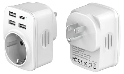Productafbeelding van Amerikaanse stekkeradapter, 5-in-1 adapter met 3 USB A en 1 USB C