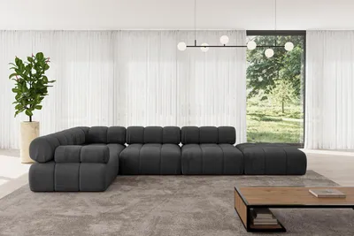 Produktbild von ALTDECOR Modulares Sofa Ecksofa in L-Form - Felto-L2 - 380x190x70 cm Schwarz Corner modular Sofa Eckcouch Couch Wohnlandschaft Cauchsofa Polstersofa