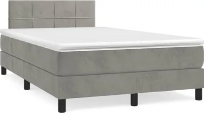 Produktbild von vidaXL Boxspringbett mit Matratze Hellgrau 120x200 cm Samt