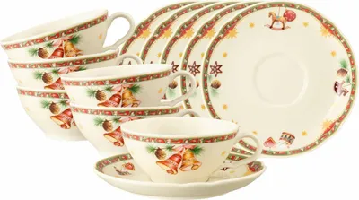 Produktbild von Seltmann Weiden Marieluise Weihnachtsnostalgie Teetasse mit Untertasse 130 ml 6er Set