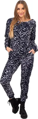 Immagine prodotto di Set in velluto nero con stampa leopardata