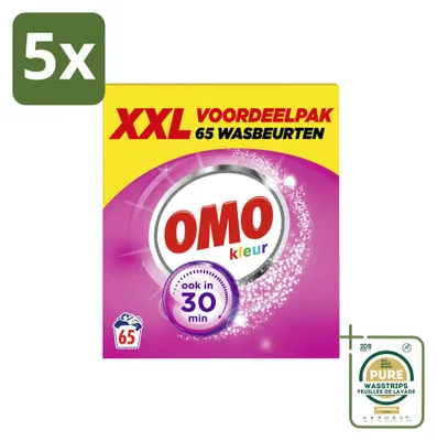 Produktbild von 5 x Omo Color Waschpulver für farbige Wäsche - 5 kg - Großpackung - 5 Stück