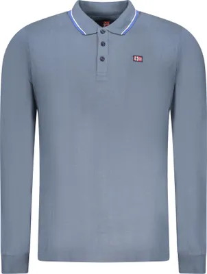 Produktbild von Stilvolles Herren Langarmshirt in Blau mit Stickerei und Kontrastdetails