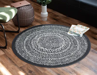 Produktbild von In- & Outdoor Teppich Rund FINN Schwarz, Ø120 cm