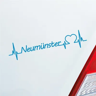 Produktbild von Auto Aufkleber Neumünster Herz Puls Stadt City Liebe Love Herzschlag Heimat 19x5 cm Hellblau Sticker Heckscheibenaufkleber