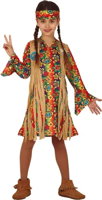 Produktbild von 70er Jahre Hippie Kostüm für Mädchen , Größe:140/146