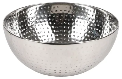 Salatschüssel aus Edelstahl, gehämmert, 27 cm, 400 ml, silber