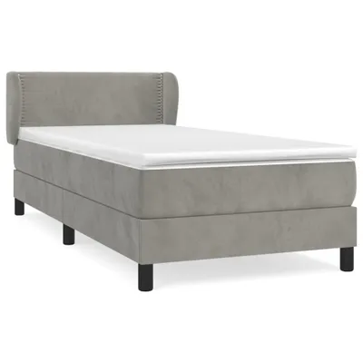 Produktbild von Boxspringbett mit Matratze Hellgrau 90x200 cm Samt