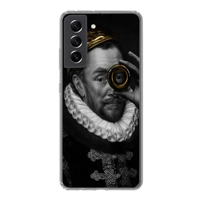 Produktbild von MuchoWow® Handyhülle Schutzhülle Hülle für Samsung Galaxy S21 FE Kunst - Gold - Schwarz - Weiß Silikon Softcase Handy Hülle - Mobiltelefonhülle