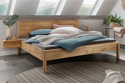 Produktbild von Bett 180x200 cm mit Kopfteil und 2 Nachttischen, Eiche massiv AVELLINO-137