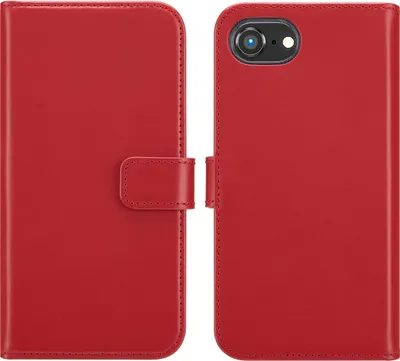 Immagine prodotto di Selencia Custodia a libro in vera pelle per iPhone 16e - Rosso