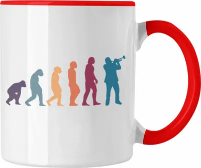 Produktbild von Trendation - Posaunist Tasse Geschenk Evolution Posaune Kaffeebecher Geschenkidee Lustig (Rot)