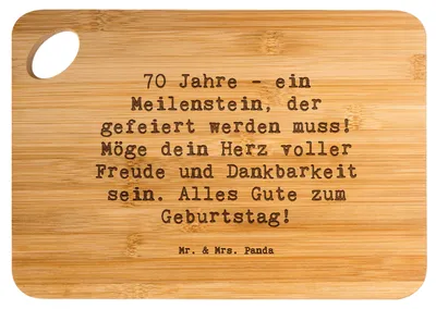 Produktbild von Mr. & Mrs. Panda vesperbrettchen Spruch 70. Geburtstag Meilenstein - Transparent - Geschenk, Frühstücksbrettchen, feiern, Brett, Geburtstagsfeier, Frühstücksbrett