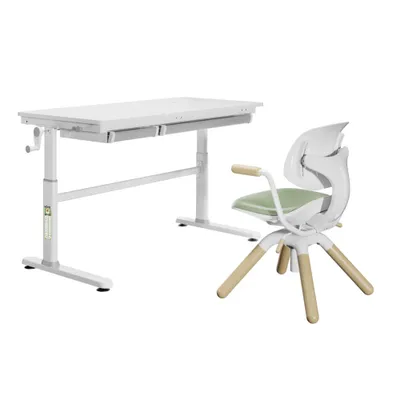 Produktbild von HOKO ELIN & LEVI Ergonomischer Schülerschreibtisch 120x60 cm mit Stuhl – höhenverstellbares Kinder Set