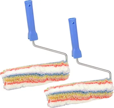 Produktbild von 2er Set Premium Farbroller mit Steckbügel Farbwalze 230 mm für raue Untergründe