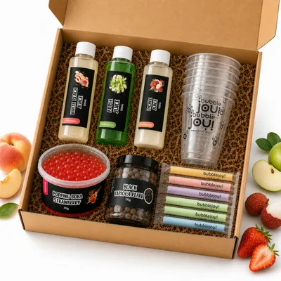 Produktbild von Bubble Tea Set Fruchtsirup Tapioka Popping Boba BubbleJoy