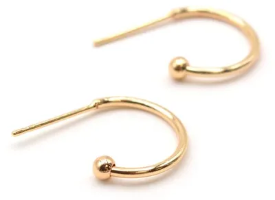 Produktbild von Vintageparts Ohrstecker Halbcreole Messing 18K Goldbeschichtung 12mm, 4 Stück