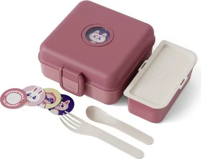 Immagine prodotto di Contenitore per sandwich Monbento per bambini, posate incluse, senza BPA, Snacky Rose Blush, 850 ml