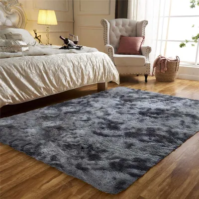 Imagen del producto de Alfombra - 80 x 120 cm - Poliéster - Diseño moderno - Negra y gris