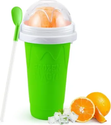 Produktbild von Slush Becher mit Strohhalmlöffel, DIY Slush Eis Becher, Magic Slushy Maker Cup, Double-Sommer Cooler Smoothies Cup, für Leckeres Slush Eis
