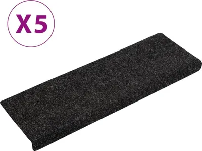 Zdjęcie produktu dla Maty na schody samoprzylepne 5 szt. 65x21x4 cm, czarne, prostokątne, z krawędzią