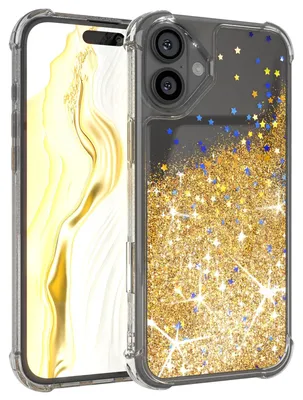 Produktbild von EAZY CASE - Glitzer Hülle kompatibel mit Apple iPhone 16 Plus Glitzer Schutzhülle, Soft Case, Backcover Transparent mit Motiv