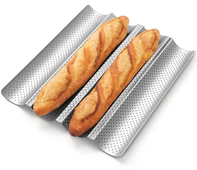 Immagine prodotto di Solidchoice - Teglia in acciaio inossidabile per baguette, ideale per ottenere baguette croccanti
