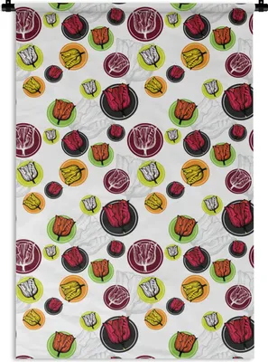 Produktbild von MuchoWow® Wandteppich Wandbehang Tulpe - Blumen - Muster 120x180 cm Tapisserie Dekoration Wandtuch - Schlafzimmer - Dekorationen für das Haus