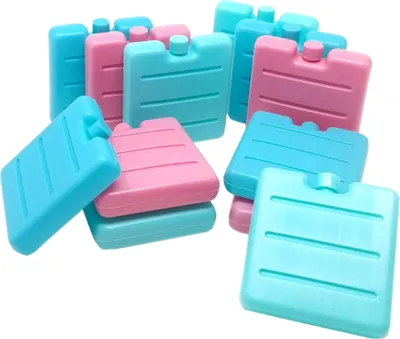 Produktbild von ToCi 12er Set kleine Kühlakkus in Blau, Pink und Grün | Mini Kühl-Elemente für die Kühltasche | Kühl-Akku für die Brotdose