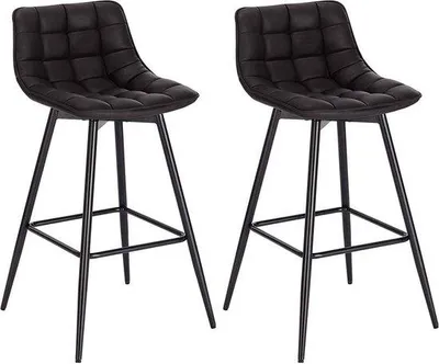 Produktbild von Industrieller Barhocker Antraciet 2er Set Kunstleder