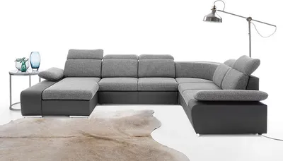 Immagine prodotto di Divano angolare zona giorno Letto a U box funzione letto nero nero-grigio Recamiere sinistra
