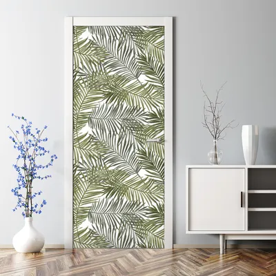 Produktbild von Dekorative Türaufkleber Aaufkleber selbstklebend Klebefolie Türtapete Grüne Palmblätter 77 x 200 cm