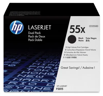 Imagen del producto de Toner HP, modelo CE255XD, para impresora LJ P3015, de alta capacidad, original