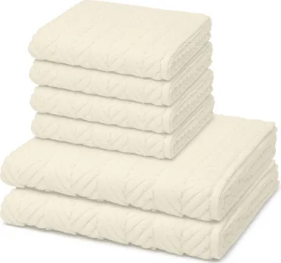 Produktbild von Ross Sensual Skin 4 X Handtuch 2 X Duschtuch im Set Walkfrottee aus Baumwolle 500 g/m², Elegantes Design, Zopfmuster mit gewebter Bordüre