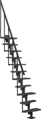 Produktbild von Dolle Mittelholmtreppe Atlanta bis 300cm Geschosshöhe Buche Multiplex RAL 7016 UK Anthrazit inklusive Geländer