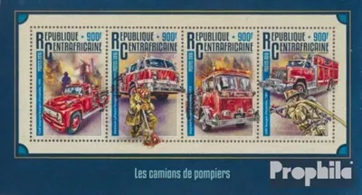 Produktbild von Briefmarken Zentralafrikanische Republik 2016 Mi 6145-6148 Kleinbogen (kompl. Ausgabe) postfrisch Feuerwehrauto