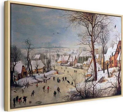 Produktbild von Italienischer Leinwand Leinwandbild - Winter Landscape with Birdtrap (Pieter Bruegel the Elder) 60x40 cm Reproduktionen l-E-11965-b-a
