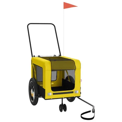 Produktbild von vidaXL Fahrradanhänger Hunde Gelb und Schwarz Oxford-Gewebe & Eisen