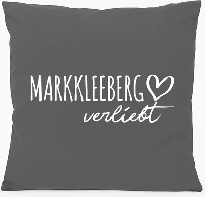 Produktbild von Huuraa Kissen Markkleeberg verliebt 40x40cm mit Füllung Steel Grey Baumwolle Dekokissen Geschenkidee