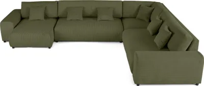 Image de Lisa Design Garance - canapé modulable d'angle droit - 8 places - en velours côtelé , Vert