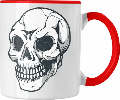 Produktbild von Trendation - Totenkopf Tasse Frauen Geschenk Tattoo Tattoowierte Frau Geschenk Goth Metal (Rot)