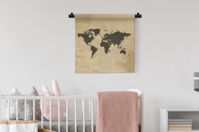 Produktbild von MuchoWow® Wandteppich Wandbehang Weltkarte - Farben - Braun 60x60 cm Tapisserie Dekoration Wandtuch - Dekorationen - Wand Decke