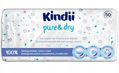 Zdjęcie produktu dla Kindii Pure & Soft suche chusteczki dla niemowląt opakowanie 50 szt